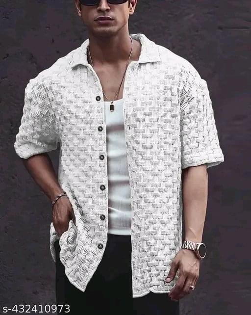 MORE N MORE TRENDZ Men Slim Fit Plain Chattai Design Casual Shirt For Men - Image 2